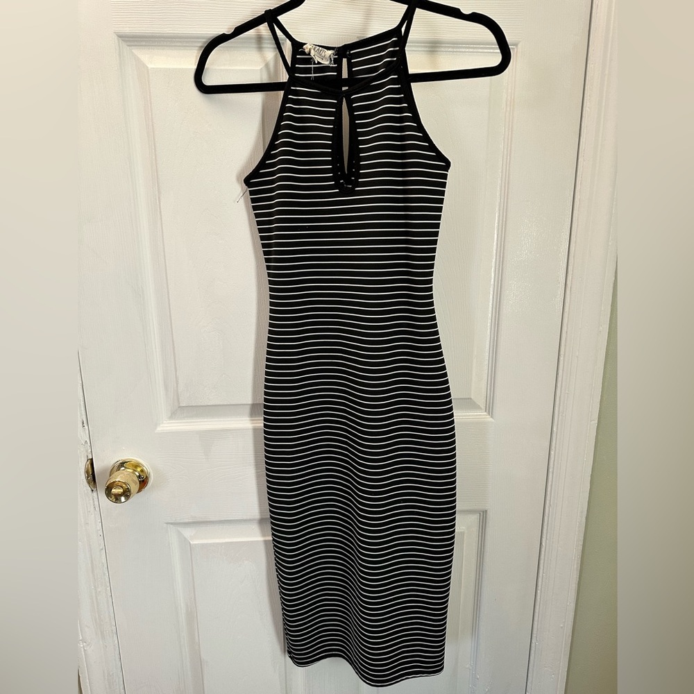 Striped Midi Body Con Dress